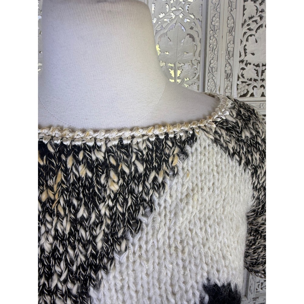 NWT Vtg Liz Claiborne Colorblock Boatneck Sweater Womens Large Boho Retro - Picture 2 of 8